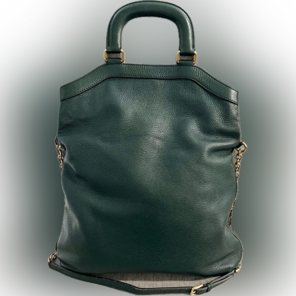 Dolce & Gabbana Green Pebbled Leather Fold-Over Bag - Picture 2 of 15